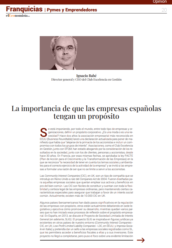 La importancia de que las empresas españolas  tengan un propósito